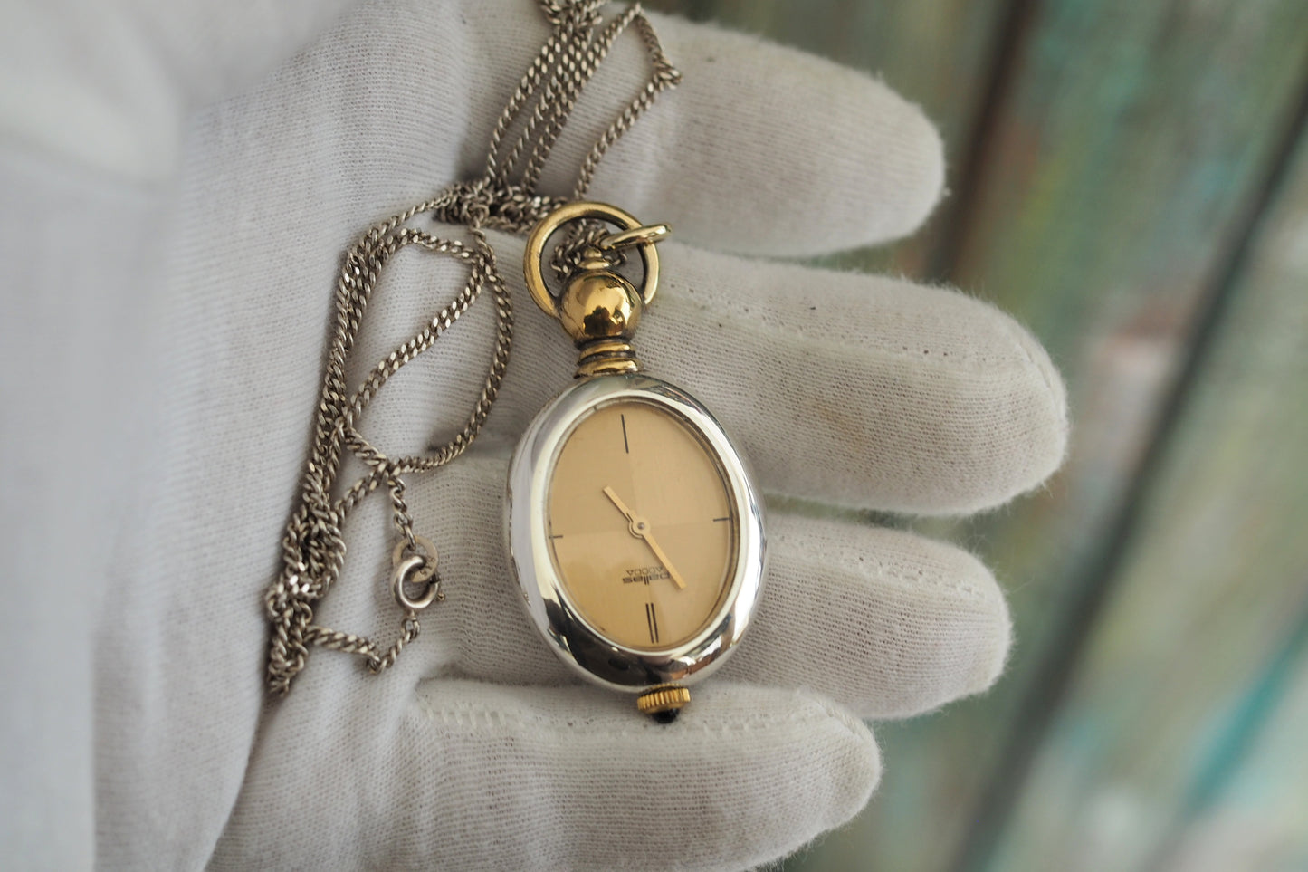 PALLAS Adora - Vintage German solid silver Ladies pendant Watch , NOS, unworn, vintage mechanical wind up necklace watch