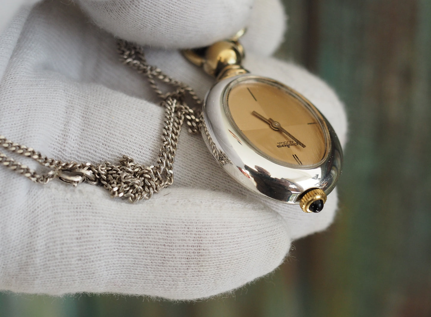 PALLAS Adora - Vintage German solid silver Ladies pendant Watch , NOS, unworn, vintage mechanical wind up necklace watch