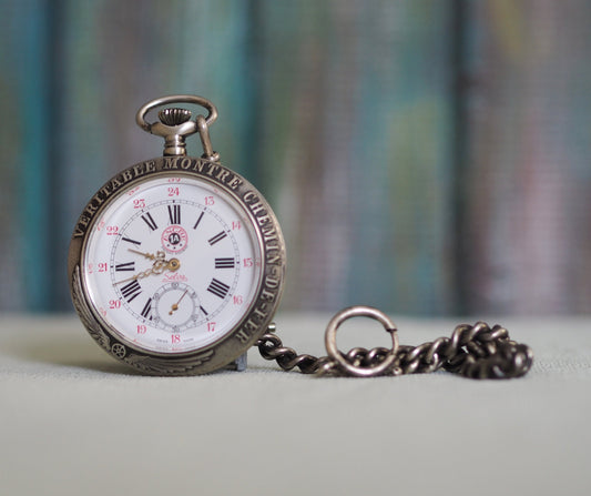 1980's   Swiss made mechanical wind up  pocket watch SELVA, ETA/Unitas 6497 movement, vintage railroad style mechanical pocket watch