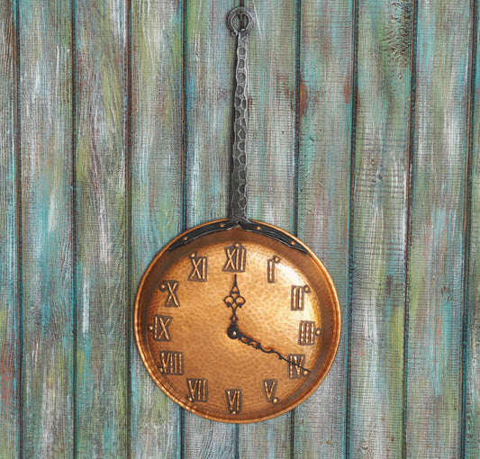 1980's German   wall clock  Dugena, rustic style copper kitchen wall clock