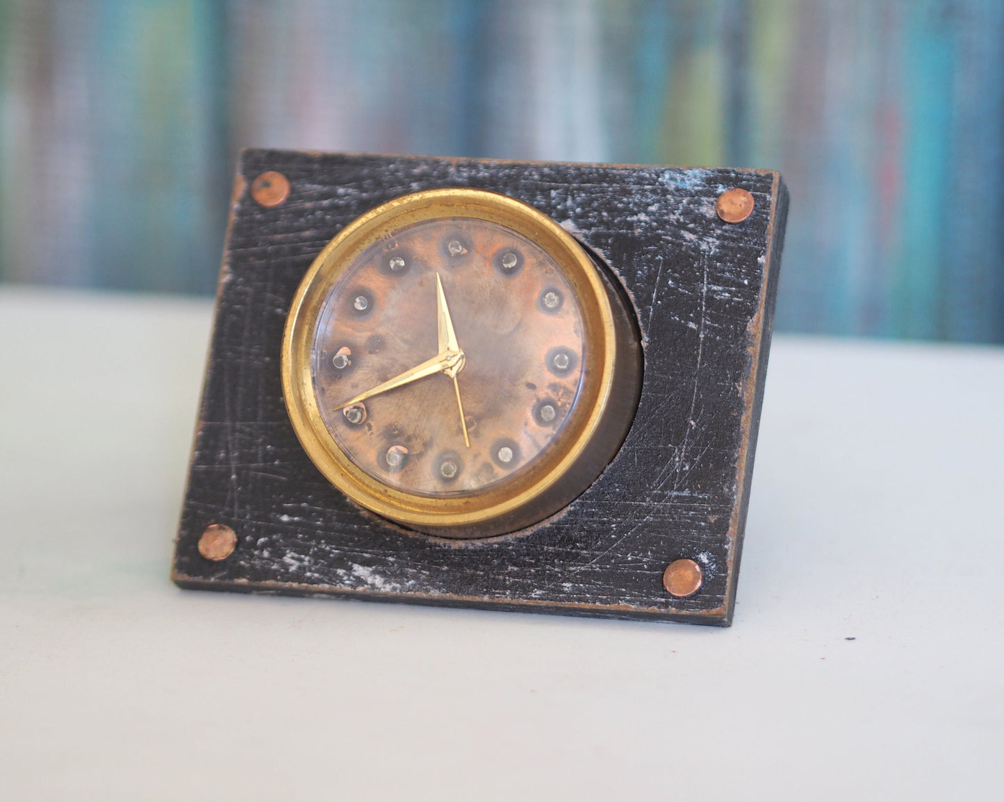 Steampunk alarm clock , modified 1970's German Alarm Clock, customized alarm clock