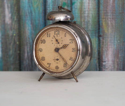 Antique German Alarm Clock KIENZLE 1920-30's, vintage mechanical wind up alarm clock JUNGHANS, home decor clock