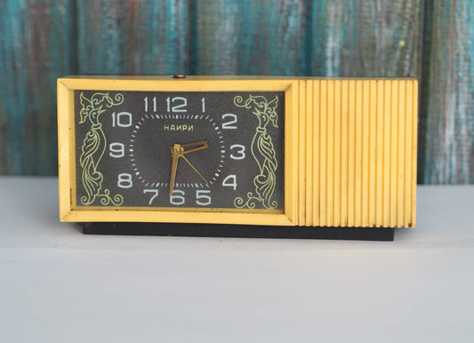 Rare 1970's Armenian musical box alarm clock NAIRI, musical box alarm clock