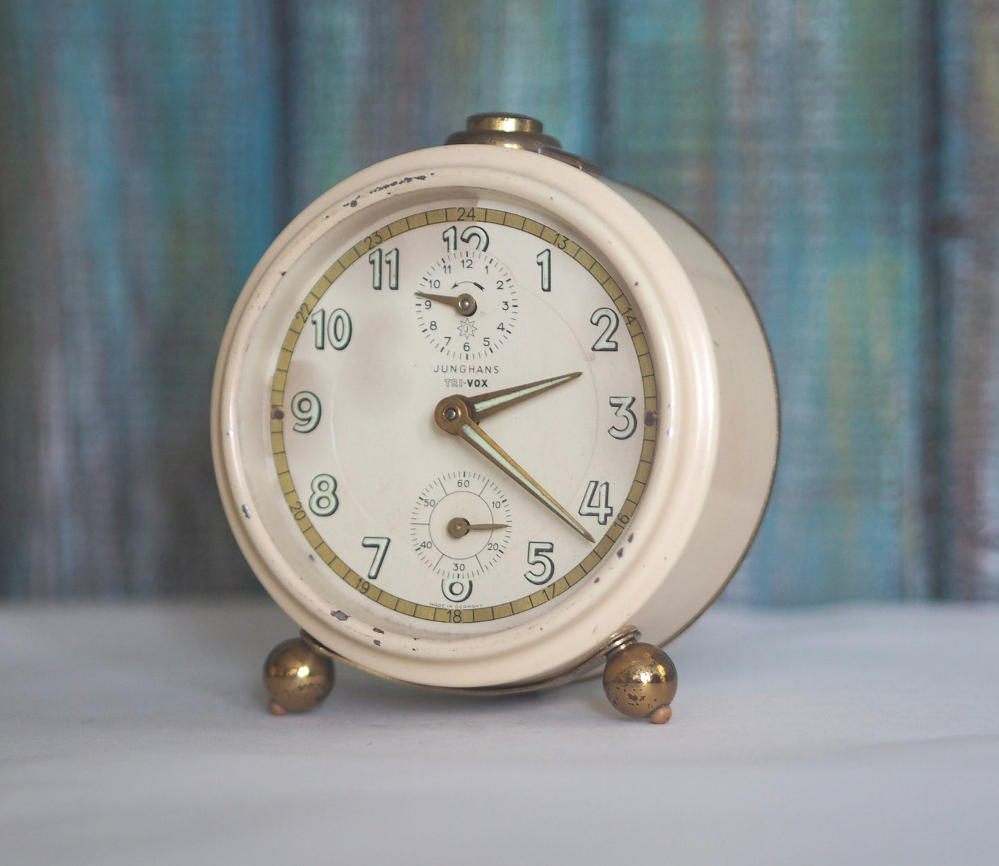 1950s German Alarm clock Junghans TRIVOX - perfect working condition,  Vintage mechanical wind up alarm clock ,  home décor clock