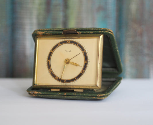 KIENZLE - 1950's German travel alarm clock KIENZLE, vintage mechanical wind up travel alarm clock