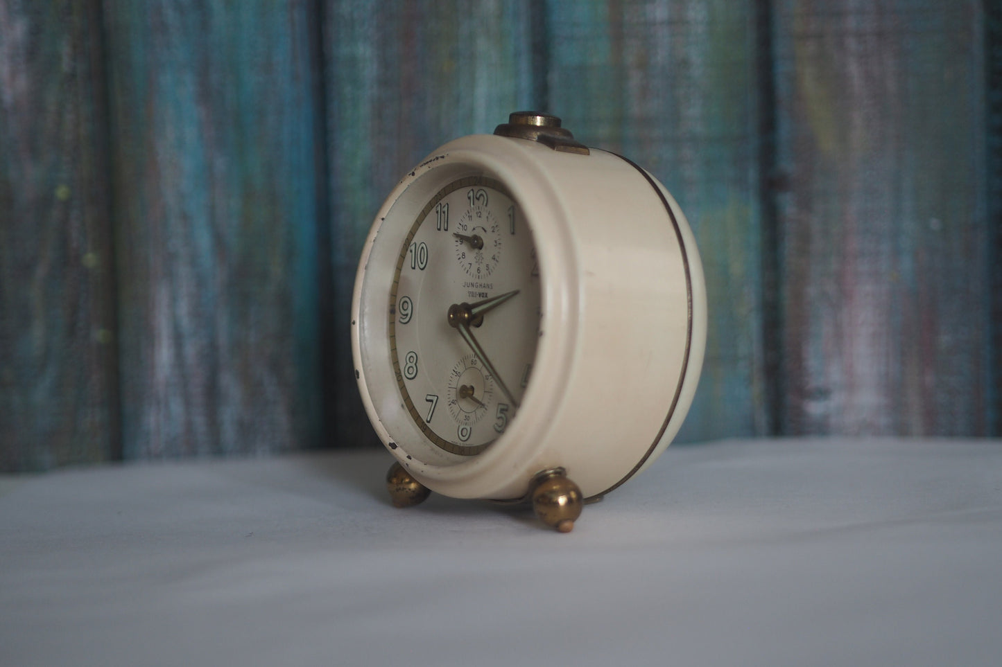 1950s German Alarm clock Junghans TRIVOX - perfect working condition,  Vintage mechanical wind up alarm clock ,  home décor clock