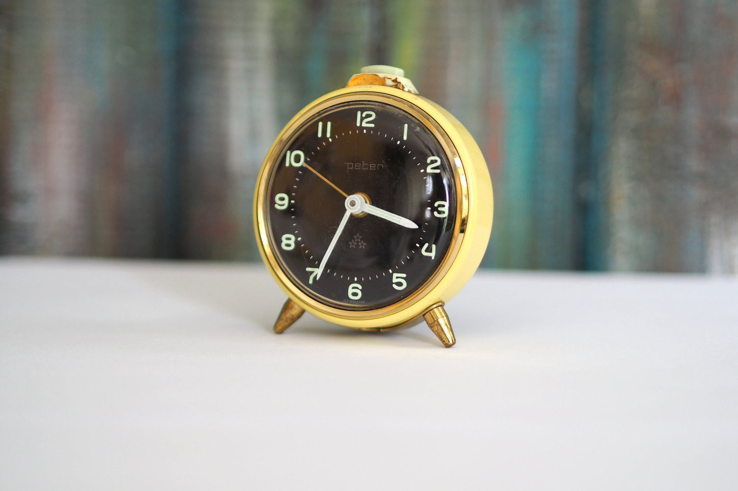 1950s small German Alarm clock PETER - perfect working condition,  Vintage mechanical wind up alarm clock ,  home décor clock