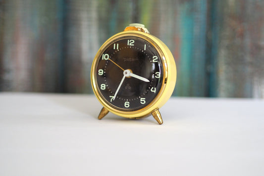 1950s small German Alarm clock PETER - perfect working condition,  Vintage mechanical wind up alarm clock ,  home décor clock