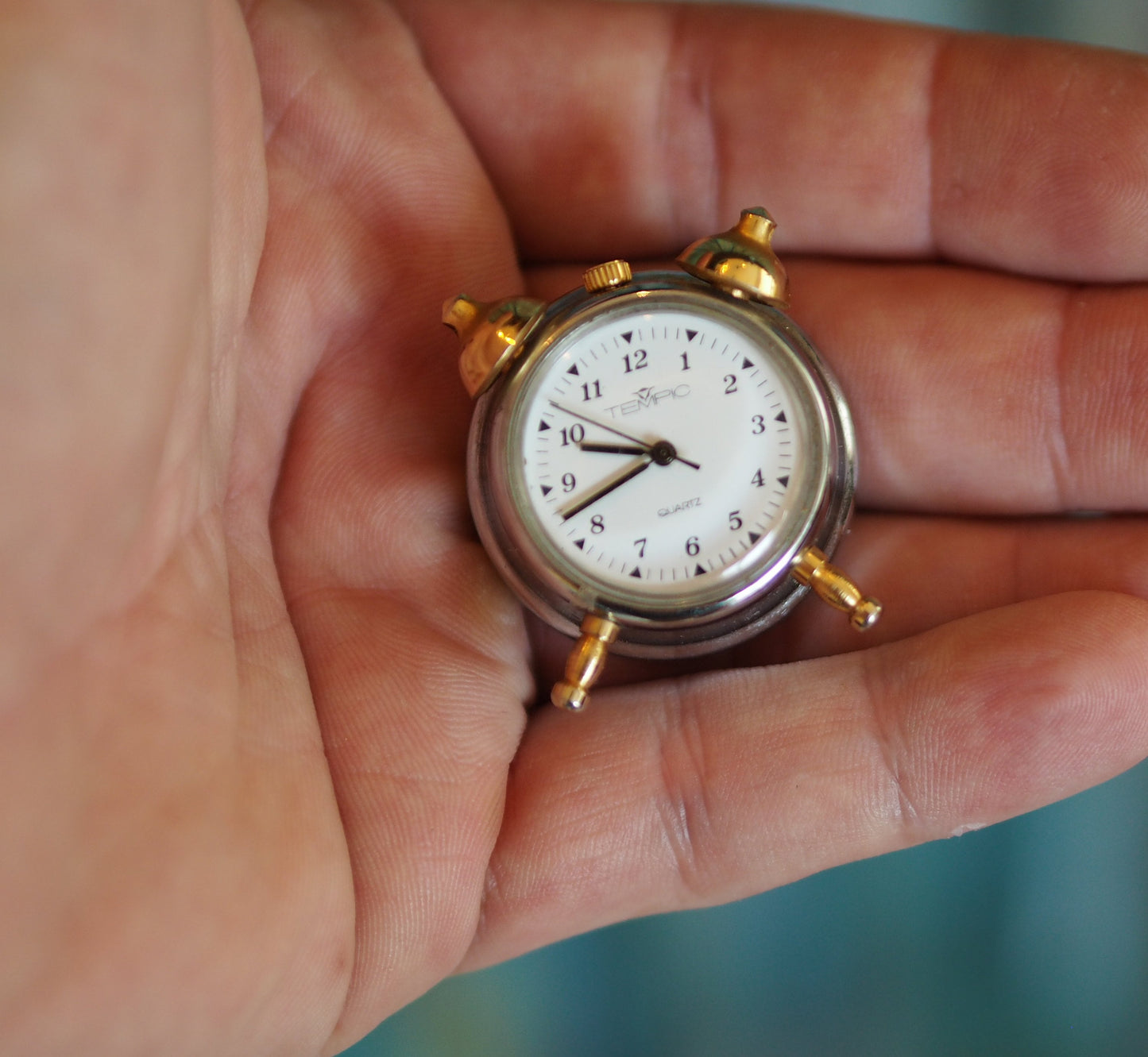 1980-90's miniature German quartz clock TEMPIC,  vintage miniature quartz clock