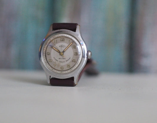 KARES  1950's German mechanical men's watch - vintage German mechanical wind up  men's watch