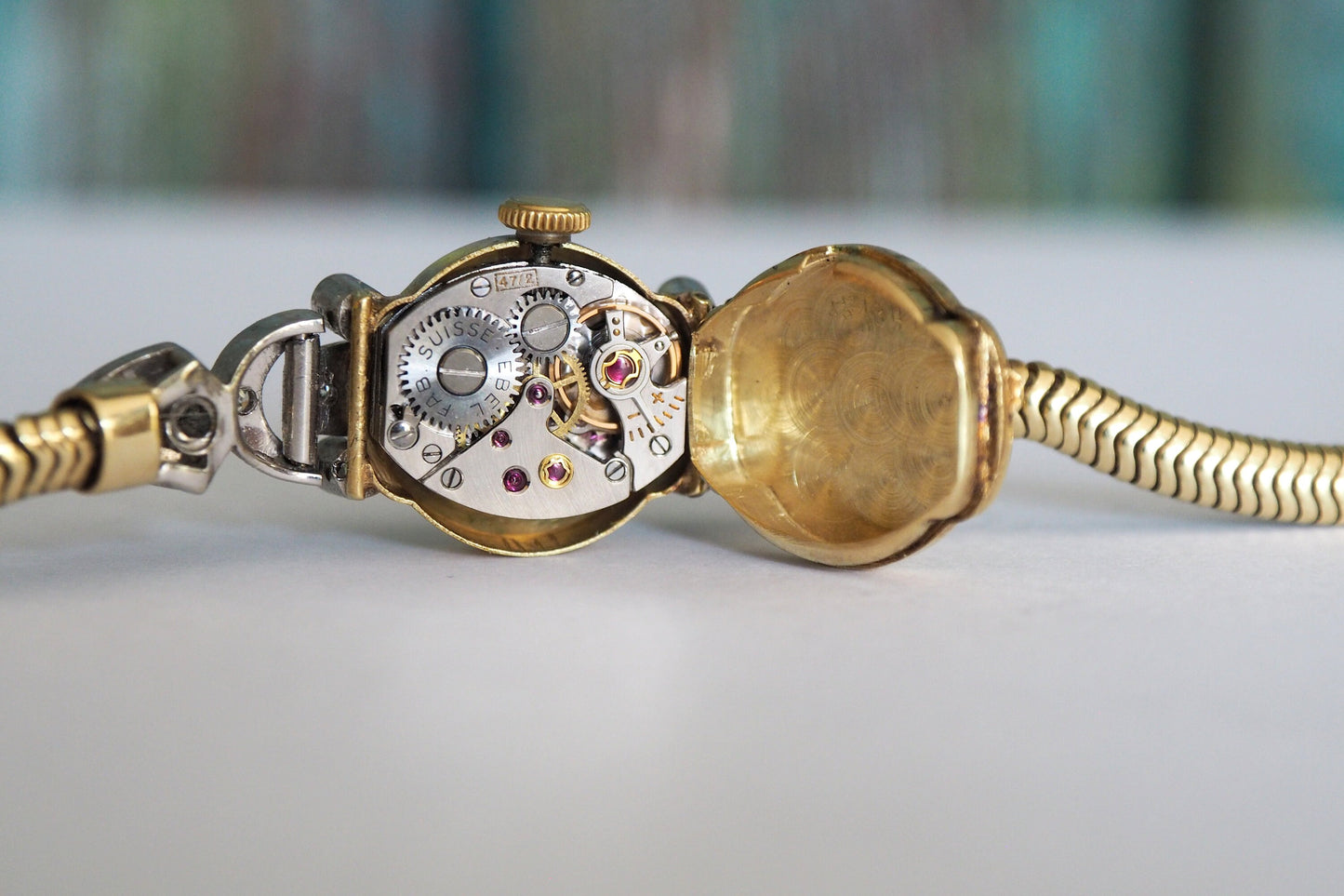 EBEL 14k .585  gold and diamonds -  Cocktail watch  , vintage Swiss made mechanical wind up  women's watch