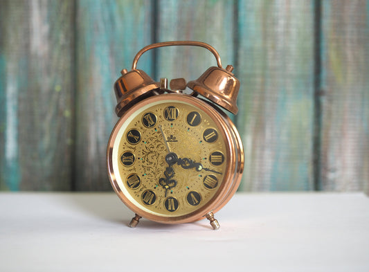 Meister Anker  - German mechanical wind up Alarm clock - copper plated