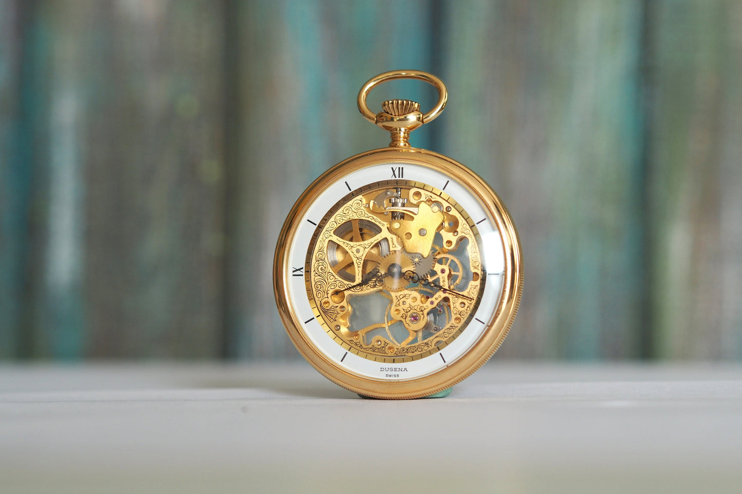 DUGENA Skeleton cal.3913 (ETA/Unitas)  Swiss made Skeleton mechanical wind up  pocket watch - mint, unworn