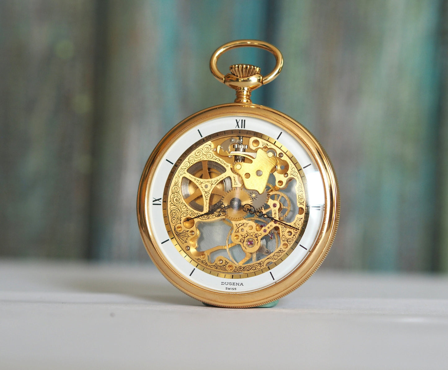 DUGENA Skeleton cal.3913 (ETA/Unitas)  Swiss made Skeleton mechanical wind up  pocket watch - mint, unworn