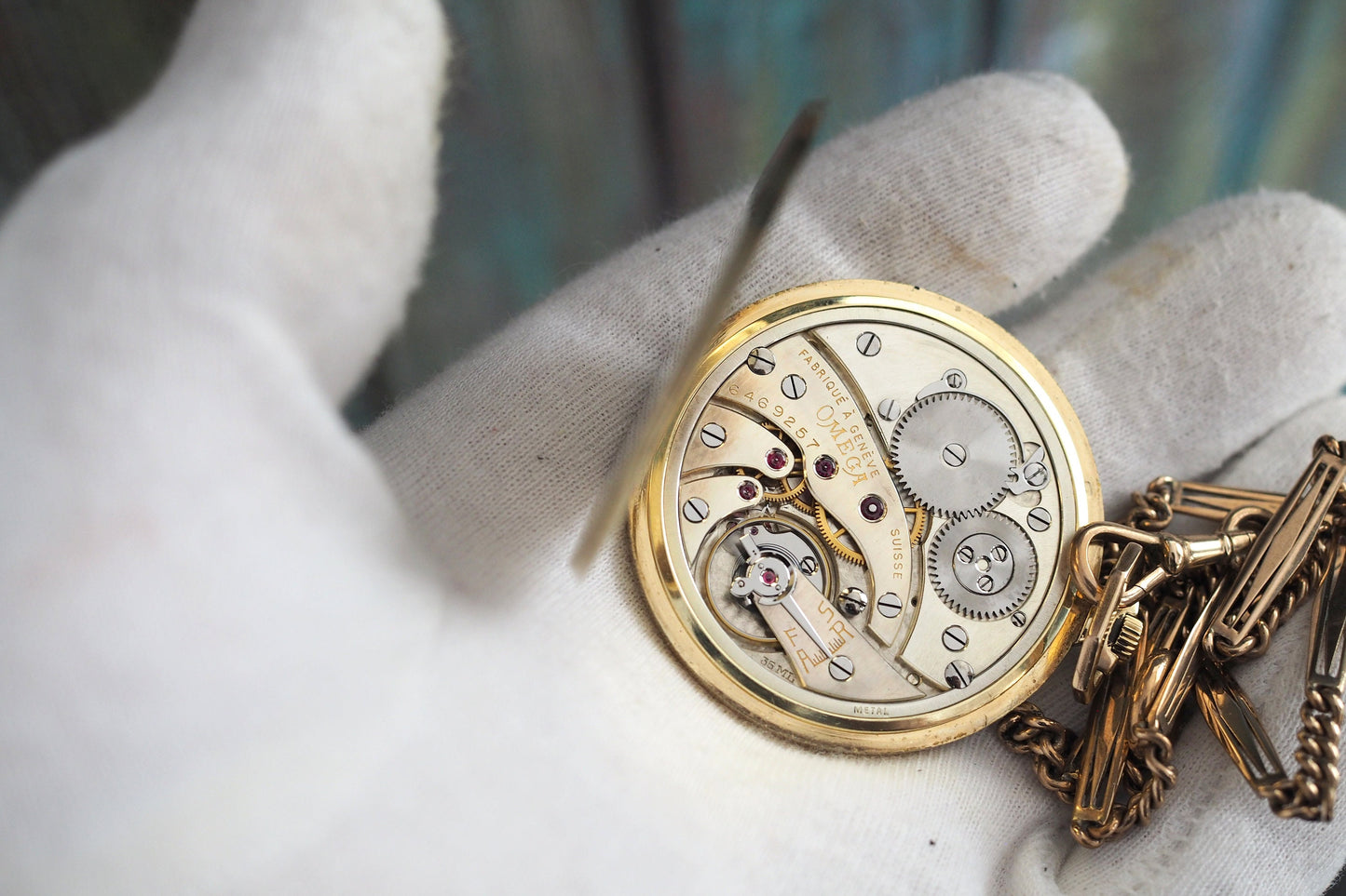 OMEGA cal.35 M L -  14K .585 yellow gold case,  Rare Swiss  made mechanical wind up art deco pocket watch OMEGA, ref.6921261