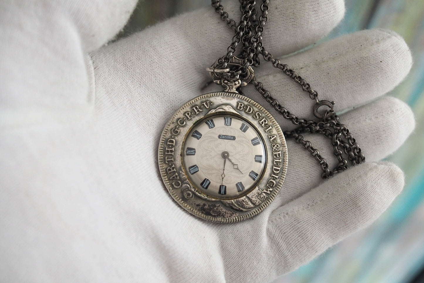 Patrona Bavariae ZentRa .800 solid silver  pendant/necklace watch -  Vintage  German mechanical wind up pendant Watch , mint condition