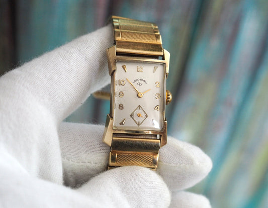 LORD ELGIN 14K solid gold case , cal. 670, U.S.A   Art Deco mechanical wind up  men's watch