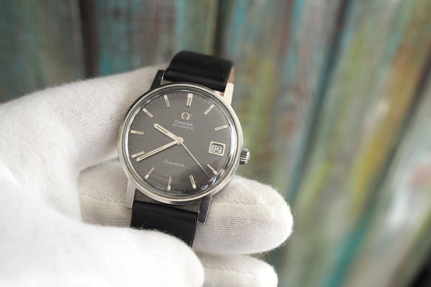 OMEGA Geneve Automatic - 1970's stainless Omega Geneve  cal.565- Rare graphite gray dial, ref.166.070