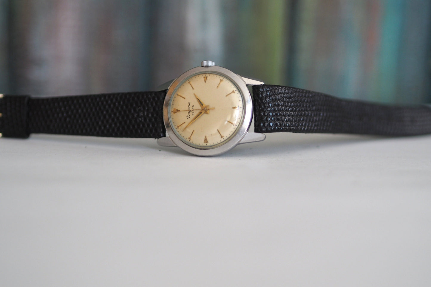 German stainless men's watch Dugena Festa 50's-60's , vintage mechanical wind up men's, dress watch