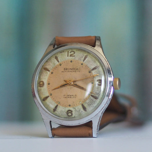 BRUNELA Swiss men's watch - 1950's, vintage mechanical wind up men's watch